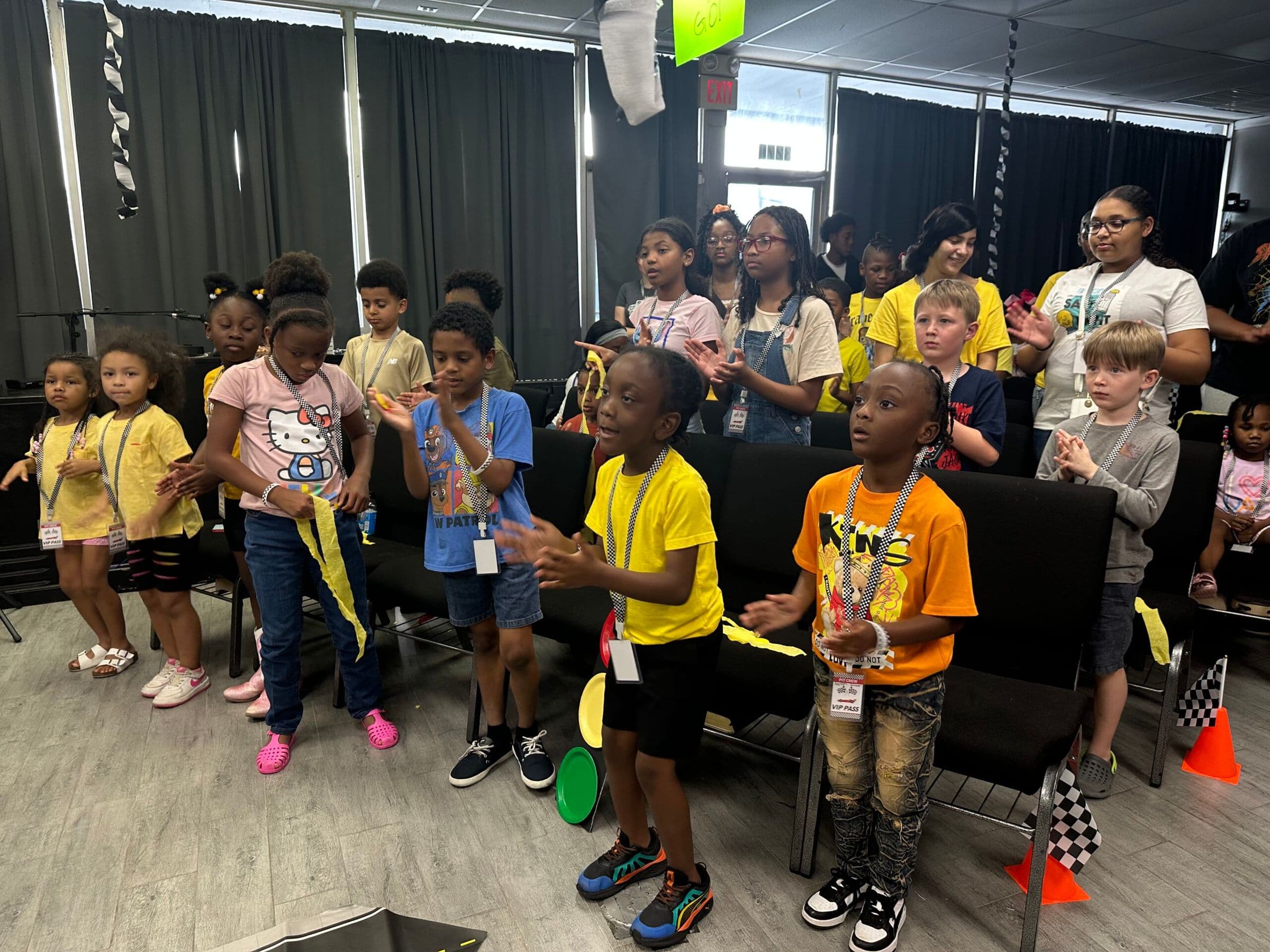 Kids gathered together for a Faith Squad Kids activity